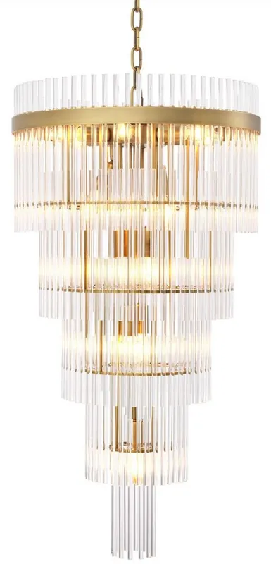 Casa Padrino lustre de luxe laiton antique Ø 49 x H. 93 cm - Lustre moderne en métal avec tubes en verre noble - Collection de Luxe Sonderangebot
