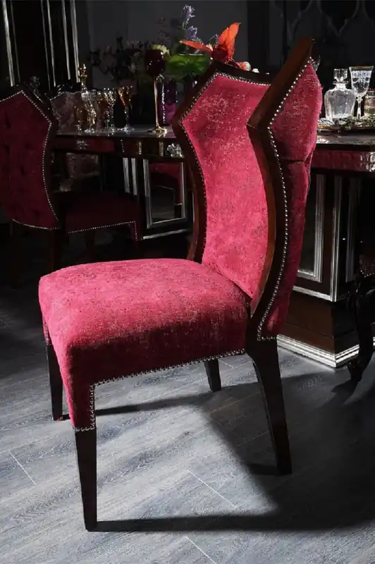 Kracherpreis Casa Padrino ensemble de chaises de salle à manger baroque de luxe rouge bordeaux / marron foncé / argent - 6 Chaises de Cuisine de Style Baroque - Mobilier de salle à manger baroque