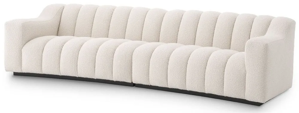 Casa Padrino canapé de luxe crème / noir 300 x 100 x H. 78,5 cm - Canapé de salon légèrement incurvé - Canapé d'Hôtel - Qualité de Luxe Expressversand