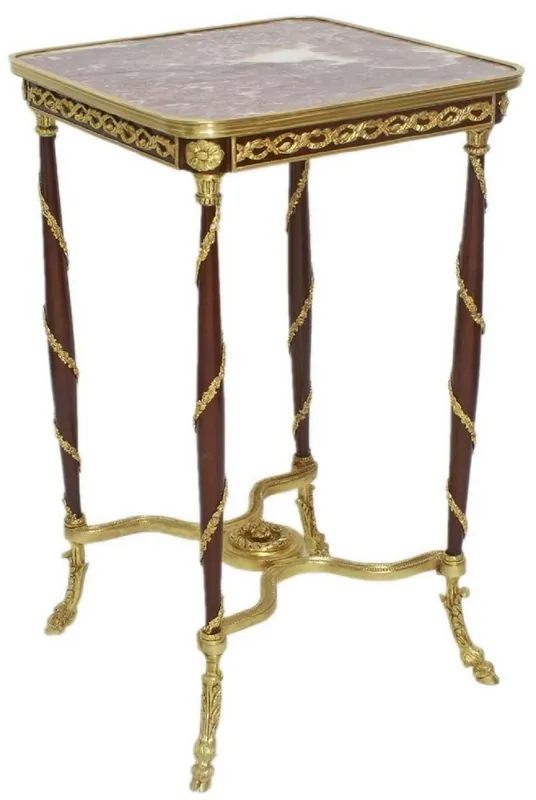 Schnäppchen Casa Padrino table d'appoint baroque marron / or / rouge 45 x 45 x H. 78 cm - Table fait main en bois massif de style baroque - Mobilier de salon baroque