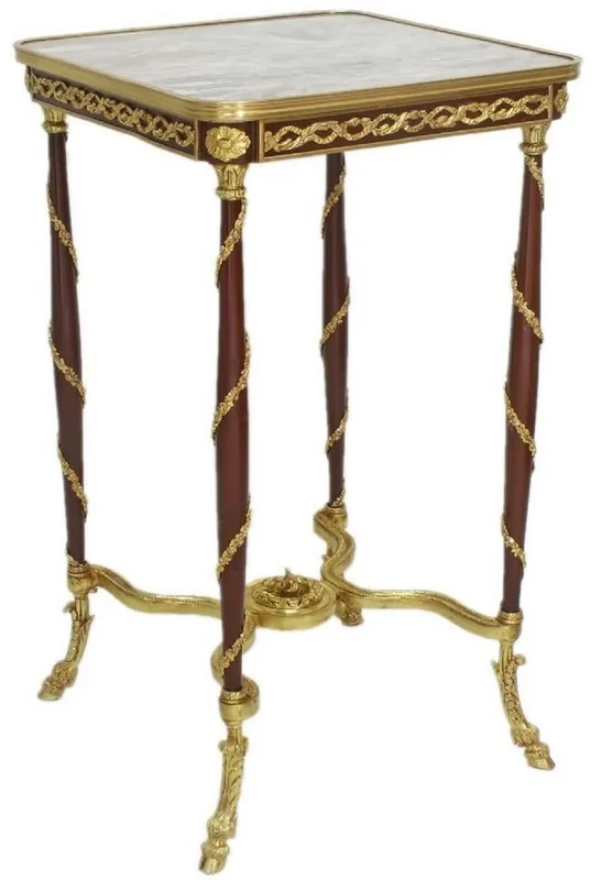 Casa Padrino table d'appoint baroque marron / or / gris 45 x 45 x H. 78 cm - Table fait main en bois massif de style baroque - Mobilier de salon baroque Expressversand