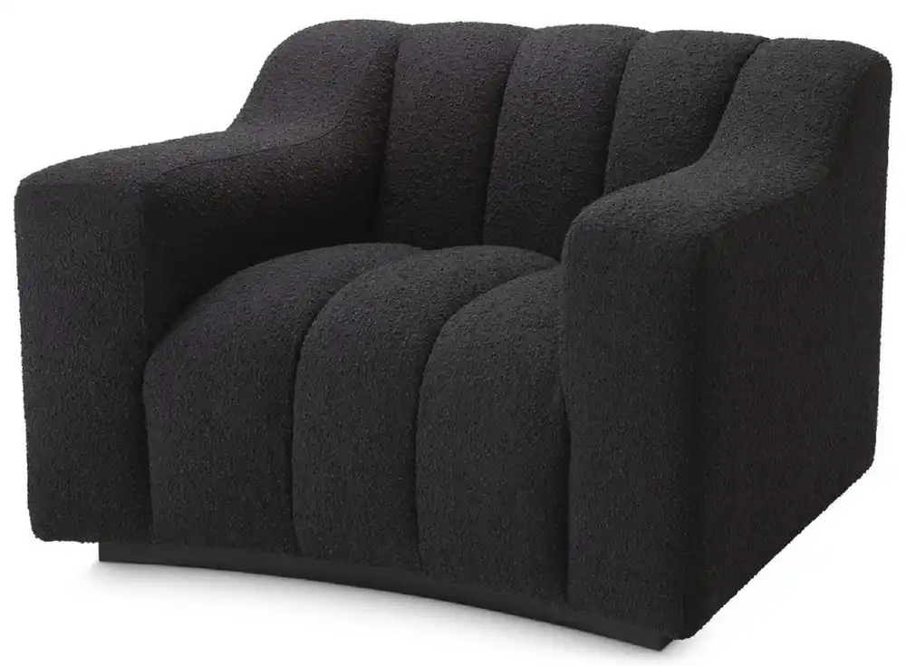 Bestseller Casa Padrino fauteuil luxe noir 107 x 96 x H. 78,5 cm - Fauteuil de salon légèrement incurvé - Fauteuil d'Hôtel - Qualité de Luxe