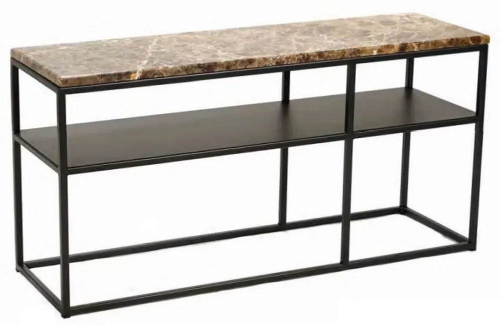 Billig Casa Padrino console de luxe marron / noir 100 x 30 x H. 50 cm - Console moderne en métal avec plateau en marbre - Mobilier de Salon - Mobilier de Bureau
