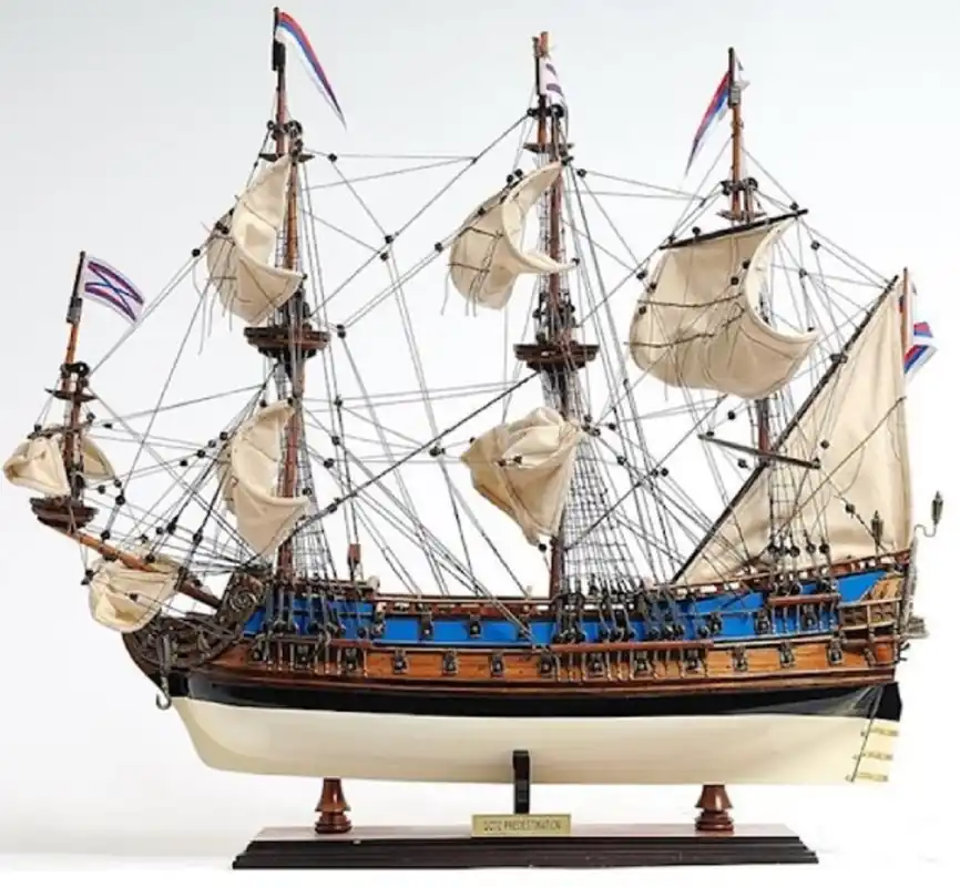 Meistverkauft Casa Padrino vaisseau amiral de luxe Goto Predestination avec support en bois massif 56 x 15 x H. 48 cm - Bateau décoratif fait main - Bateau en Bois - Voilier - Maquette de Bateau