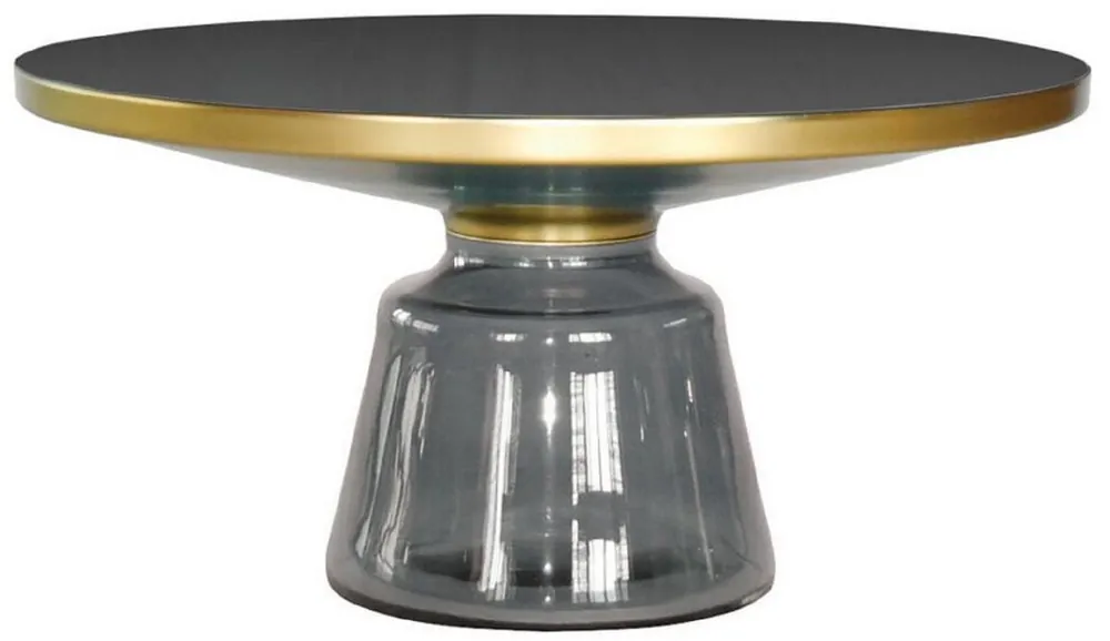 Casa Padrino table basse de luxe noir / gris / or Ø 75 x H. 37 cm - Table de salon ronde en verre - Mobilier de salon moderne Meistverkauft