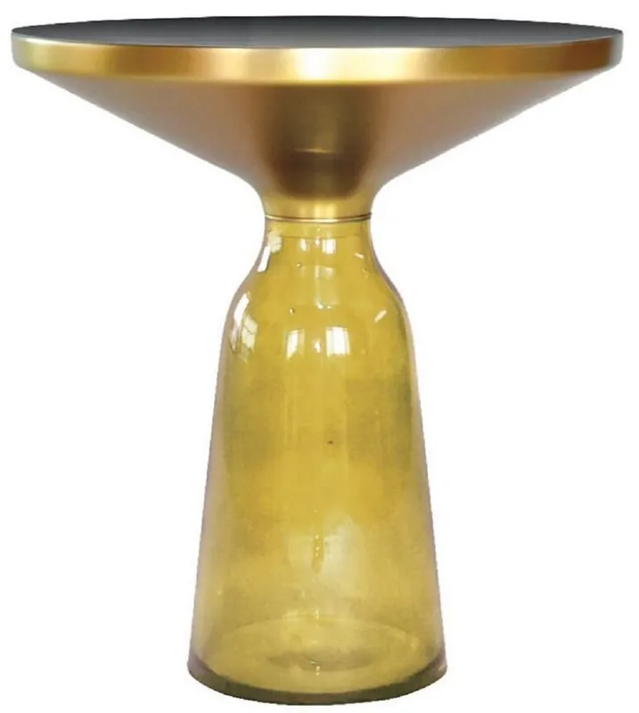 Letzte Chance Casa Padrino table d'appoint luxe noir / jaune / or Ø 50 x H. 53 cm - Table ronde en verre - Mobilier de salon moderne