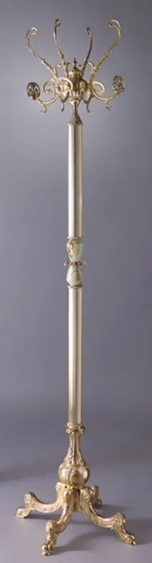Casa Padrino stand de garde-robe baroque de luxe or / argent / vert 45 x 45 x H. 191 cm - Porte-manteau en laiton noble - Meubles de Porte-Manteau d'Hôtel Baroque Neu Im Sortiment