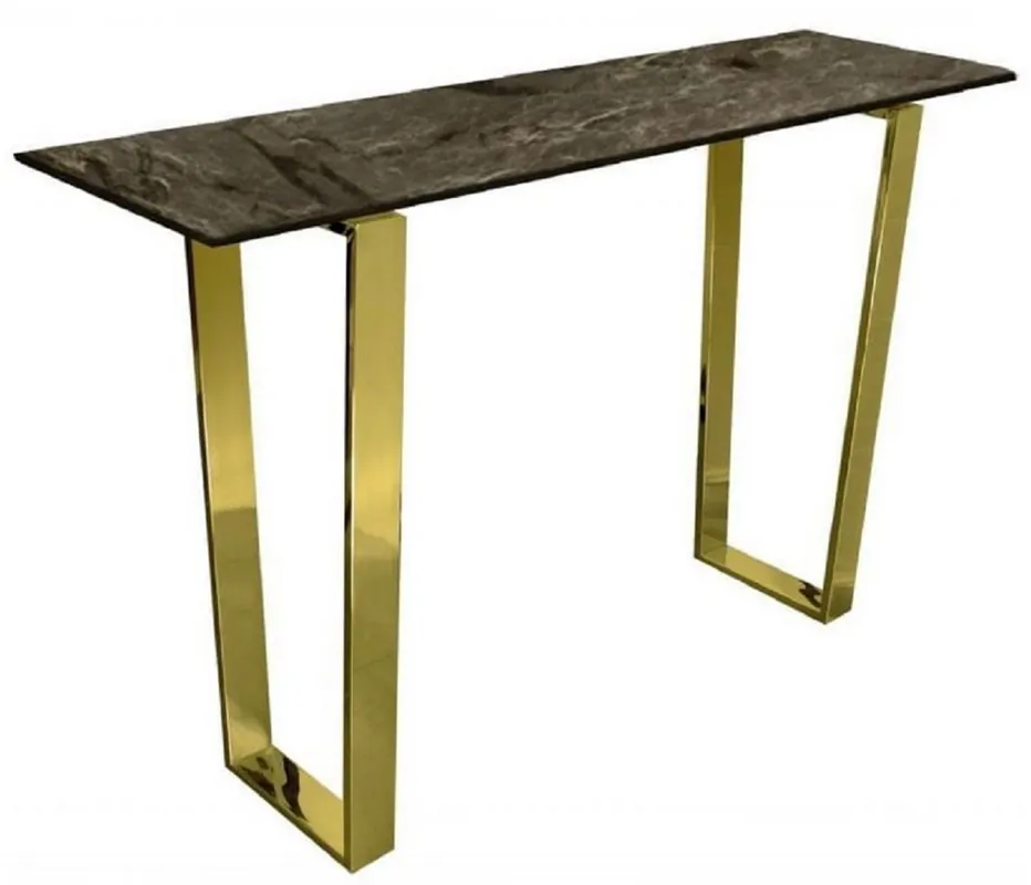 Online Kaufen Casa Padrino console de luxe marron / or 122 x 36 x H. 76 cm - Console moderne avec plateau en marbre synthétique et pieds en acier - Meuble de Salon