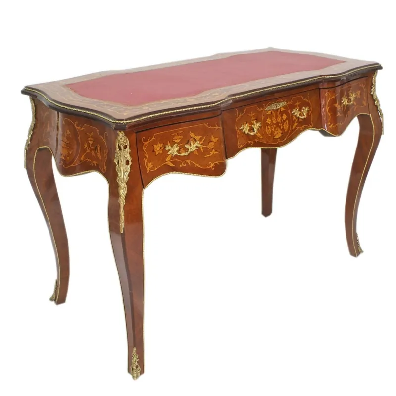 Casa Padrino secrétaire baroque incrustation d'acajou / or / bordeaux 120 cm - table de bureau style antique fait main - mobilier de bureau baroque Neu