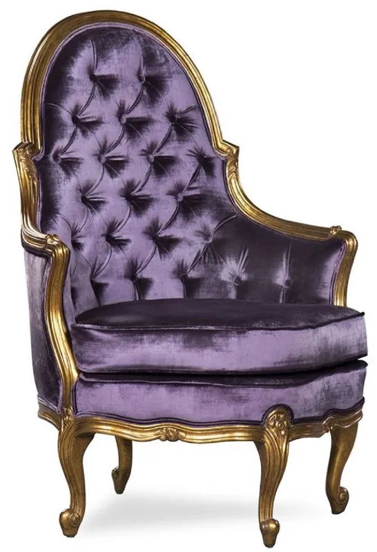 Casa Padrino fauteuil baroque de luxe violet / or - Magnifique fauteuil de salon de style antique - Mobilier de salon baroque - Noble & Magnifique Finale Aktion
