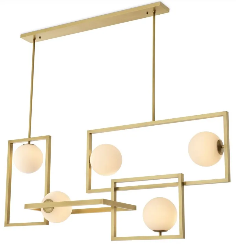 Sonderangebot Casa Padrino lustre Art Déco de luxe laiton antique / blanc Ø 160 x 38 x H. 70,5 cm - Lustre de salon - Lustre d'hôtel - Qualité de Luxe