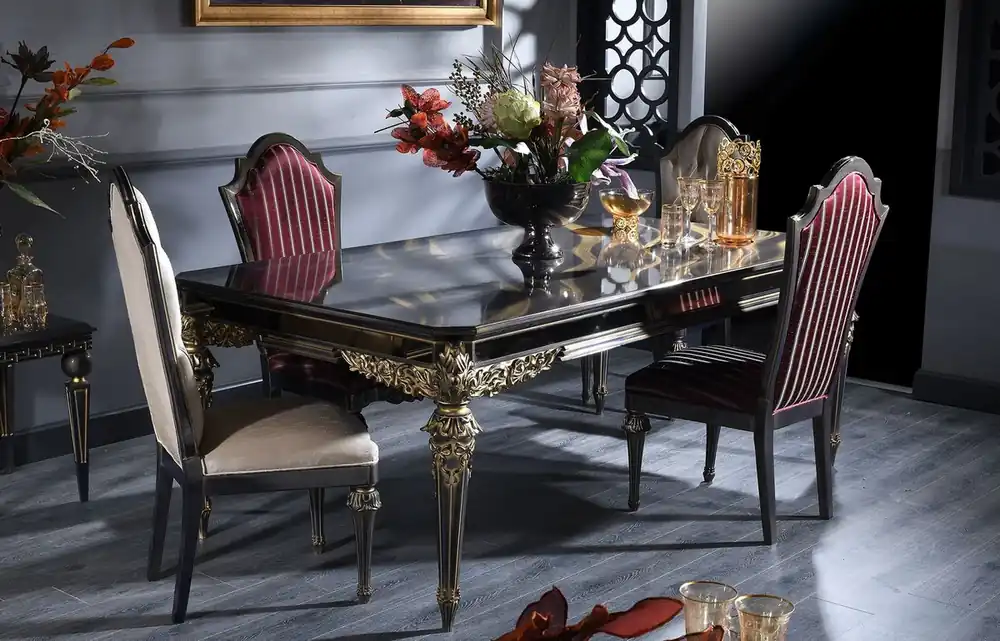 Aktuell Casa Padrino ensemble de salle à manger baroque de luxe - 1 Table à Manger et 6 Chaises de Salle à Manger - Meubles de salle à manger fait main de style baroque