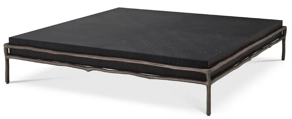 Preiswert Casa Padrino table basse de luxe gris anthracite / bronze 120 x 120 x H. 25,5 cm - Mobilier de Salon - Mobilier d'Hôtel - Collection de Luxe