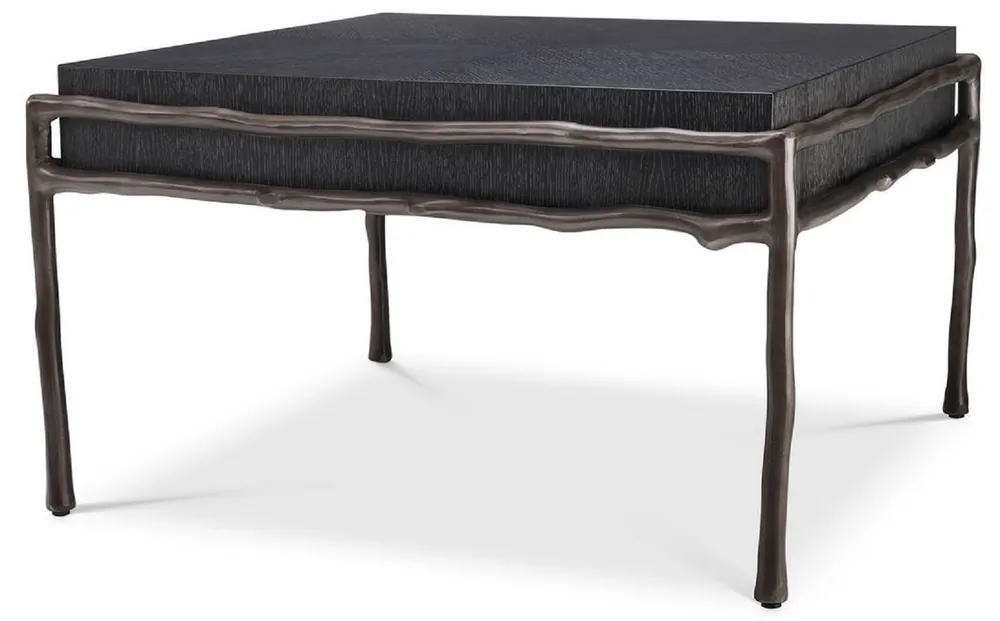 Top-Seller Casa Padrino table d'appoint de luxe gris anthracite / bronze 65 x 65 x H. 38,5 cm - Mobilier de Salon - Mobilier d'Hôtel - Collection de Luxe