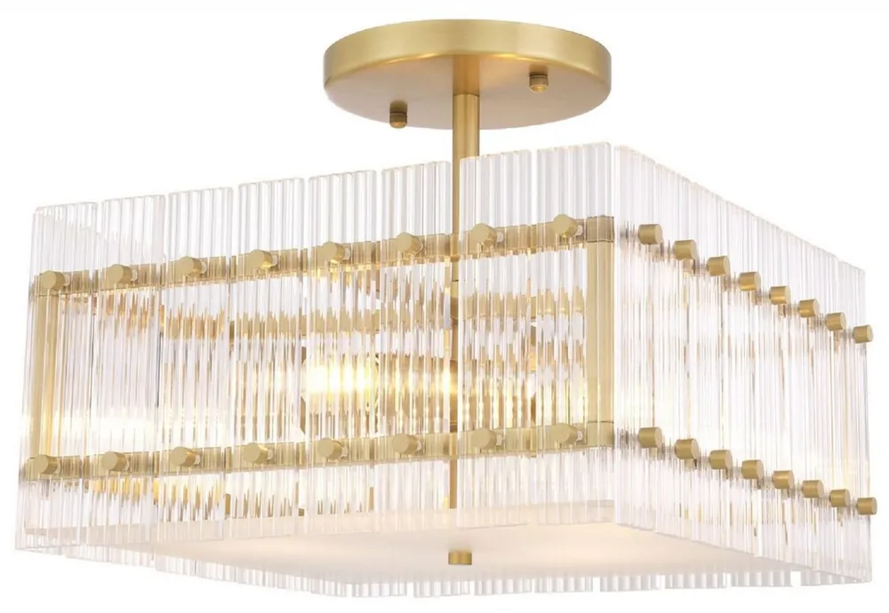 Casa Padrino lampe de couverture de luxe laiton antique / blanc 45 x 45 x H. 22 cm - Lampe de couverture carré en verre - Lampes de couverture modernes Online Kaufen