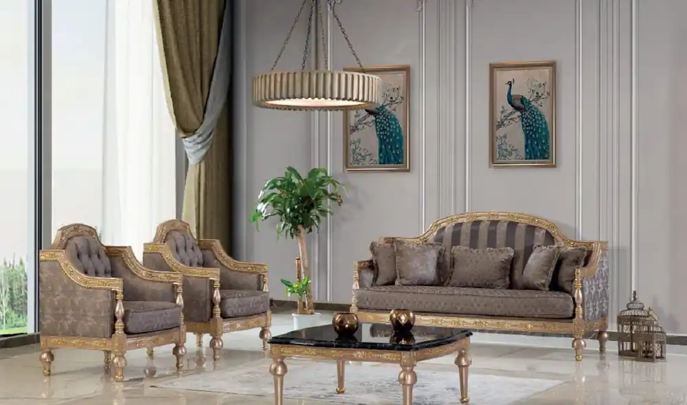 Casa Padrino ensemble de salon baroque de luxe gris / argent / or - 2 Canapés & 2 Fauteuils & 1 Table Basse - Mobilier de salon de style baroque - Noble & Magnifique Super-Preis