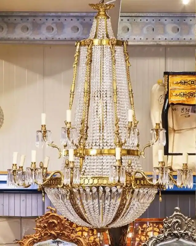 Preiswert Casa Padrino lustre baroque de luxe en cristal or Ø 90 x H. 140 cm - Magnifique lustre de style baroque - Lumières baroques en cristal