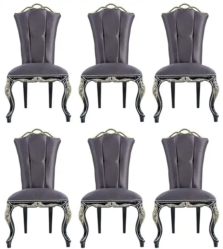 Casa Padrino ensemble de chaises de salle à manger baroque de luxe violet / noir / or - Ensemble de 6 chaises de cuisine fait main - Mobilier de salle à manger baroque - Noble & Splendid Online Kaufen