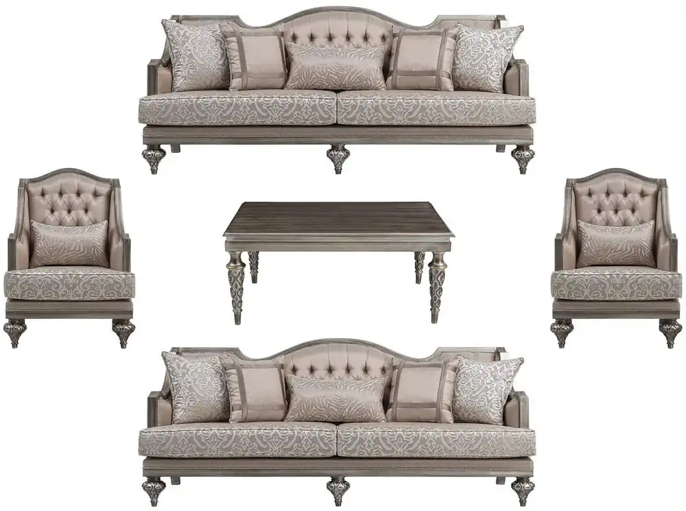 Preiswert Casa Padrino ensemble de salon baroque de luxe rose / argent - 2 Canapés & 2 Fauteuils & 1 Table Basse - Mobilier de salon de style baroque fabriqué à la main - Noble & Magnifique
