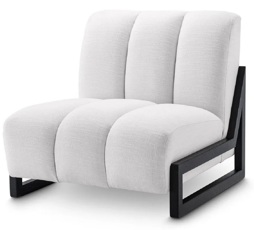 Bestpreis Casa Padrino fauteuil de luxe blanc / noir 83,5 x 90 x H. 83,5 cm - Fauteuil de Salon - Fauteuil d'Hôtel - Mobilier de Luxe