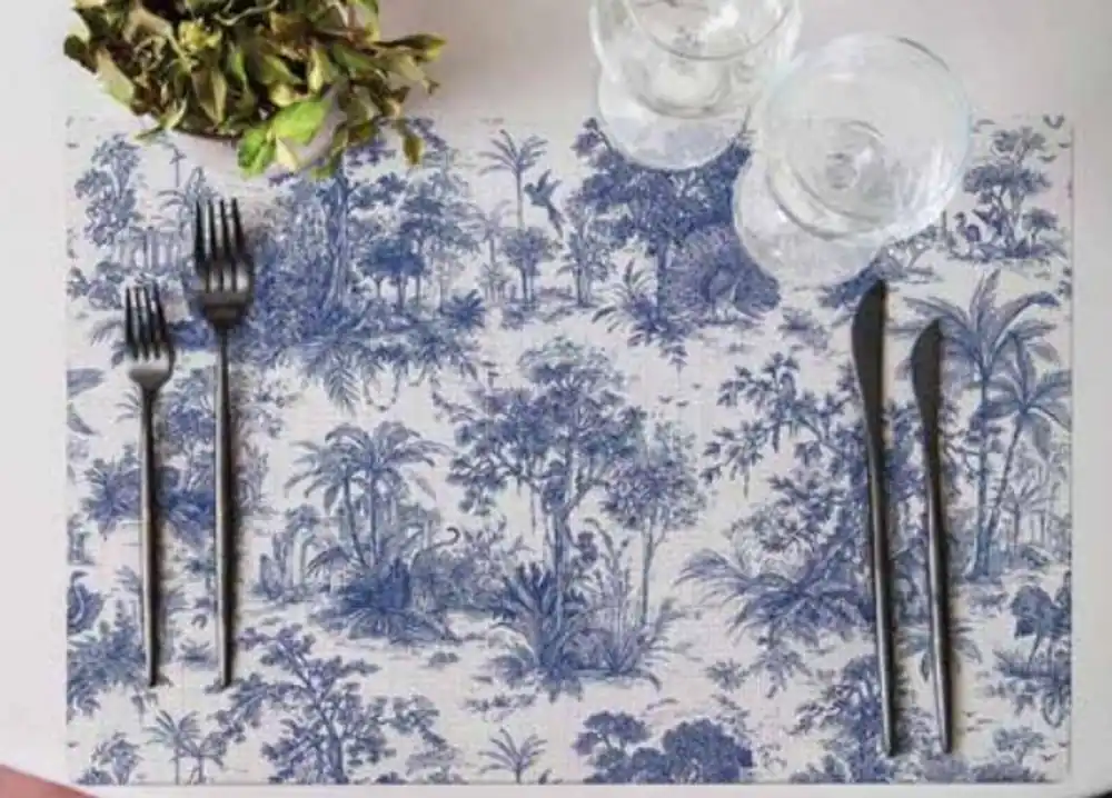 Casa Padrino ensemble de 6 dessous de table de luxe jungle blanc / bleu 35 x 50 cm - Ensemble de table design - Décoration table à manger - Collection de Luxe Preiswert