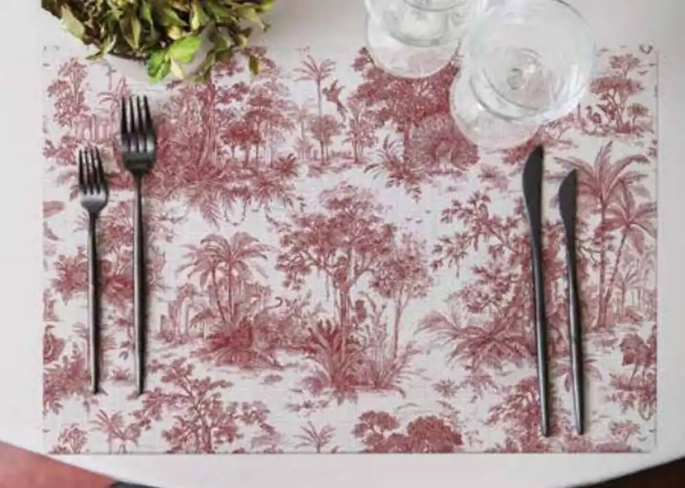 Casa Padrino ensemble de 6 dessous de table de luxe jungle blanc / rouge 35 x 50 cm - Ensemble de table design - Décoration table à manger - Collection de Luxe Must-Have