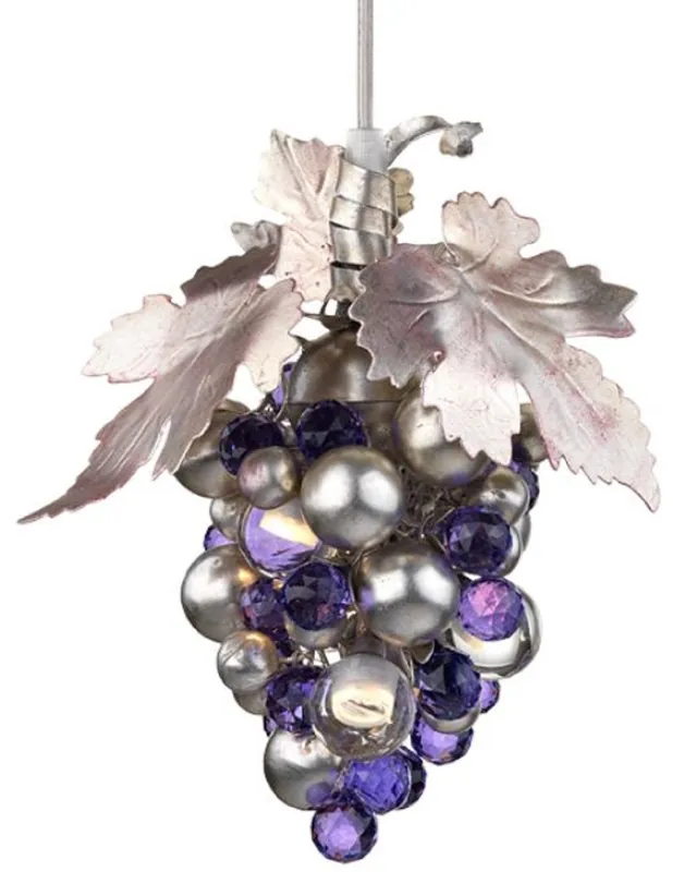 Casa Padrino lustre LED de luxe raisins de cuve argent / violet Ø 13 x H. 21 cm - Lustre moderne en métal avec verre de Murano de haute qualité et verre cristal Swarovski - Collection de Luxe Geprüft