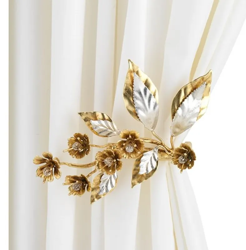 Wochenendangebot Casa Padrino porte-rideau de luxe or / argent 22 x 18 x H. 22 cm - Élégant porte-rideau en métal avec perles de verre - Accessoires de décoration de luxe