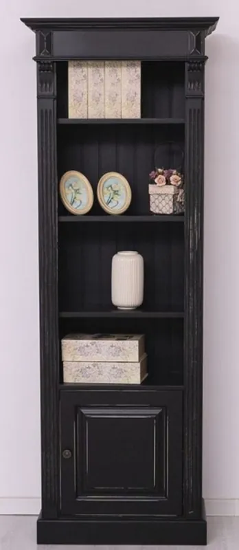 Casa Padrino armoire étagère style campagnard noir antique 70 x 39 x H. 197 cm - Armoire en bois massif - Armoire à Livres - Armoire de salon - Meuble de style campagnard Jetzt Kaufen