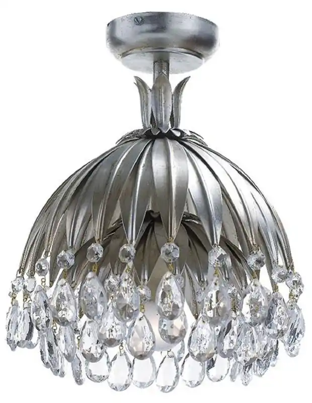 Neu Casa Padrino lampe de couverture en cristal de luxe palmier argent Ø 27 x H. 29 cm - Lampe de couverture de salon - Lampe de couverture d'hôtel
