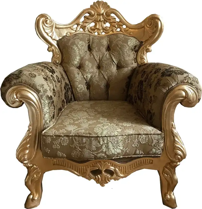 Casa Padrino fauteuil baroque de luxe or motif / or - Magnifique fauteuil de salon avec motif floral élégant - Mobilier Baroque Günstig