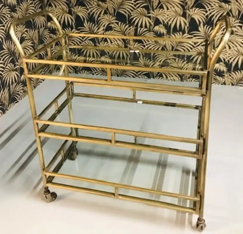 Casa Padrino chariot de service de luxe en métal avec plaques en verre laiton 86 x 68 x H. 90 cm - Chariot Gastronomie Hôtel Restaurant - Accessoires de Luxe Jetzt Kaufen