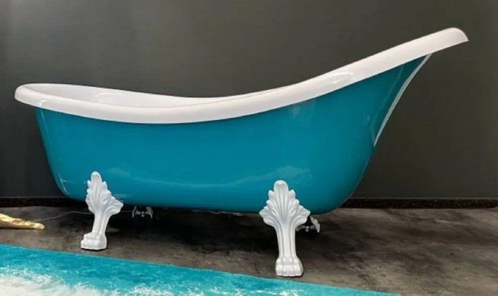 Casa Padrino baignoire Art Nouveau de luxe turquoise / blanc 174 x 83 x H. 81 cm - Baignoire Rétro Autoportante avec Pieds de Lion - Meubles de Salle de Bain Rétro Saisonangebot
