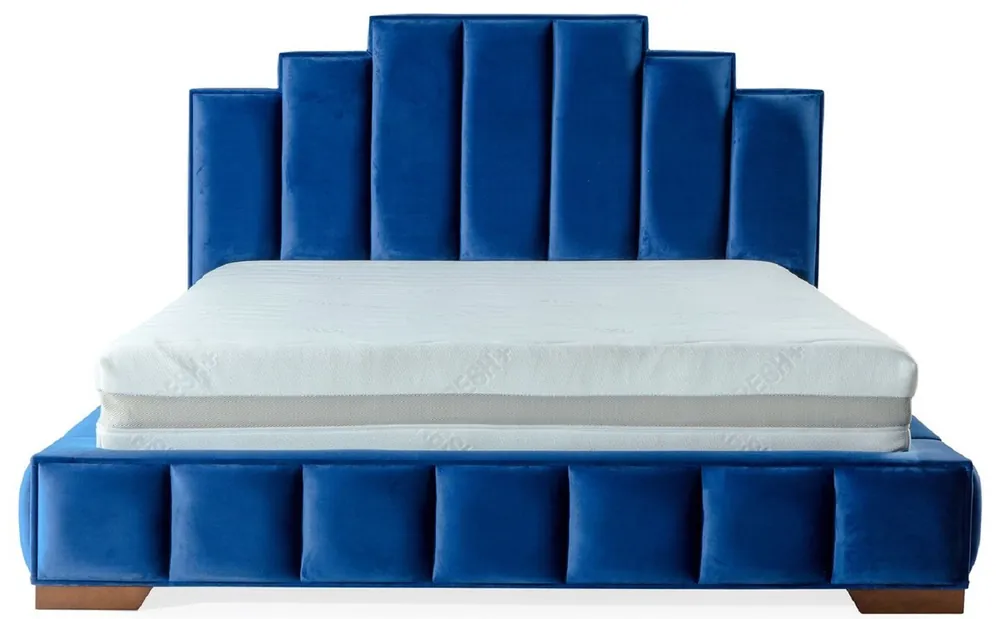 Casa Padrino lit double de luxe bleu / marron - Différentes Tailles - Lit moderne avec matelas - Mobilier de Chambre Markenprodukt