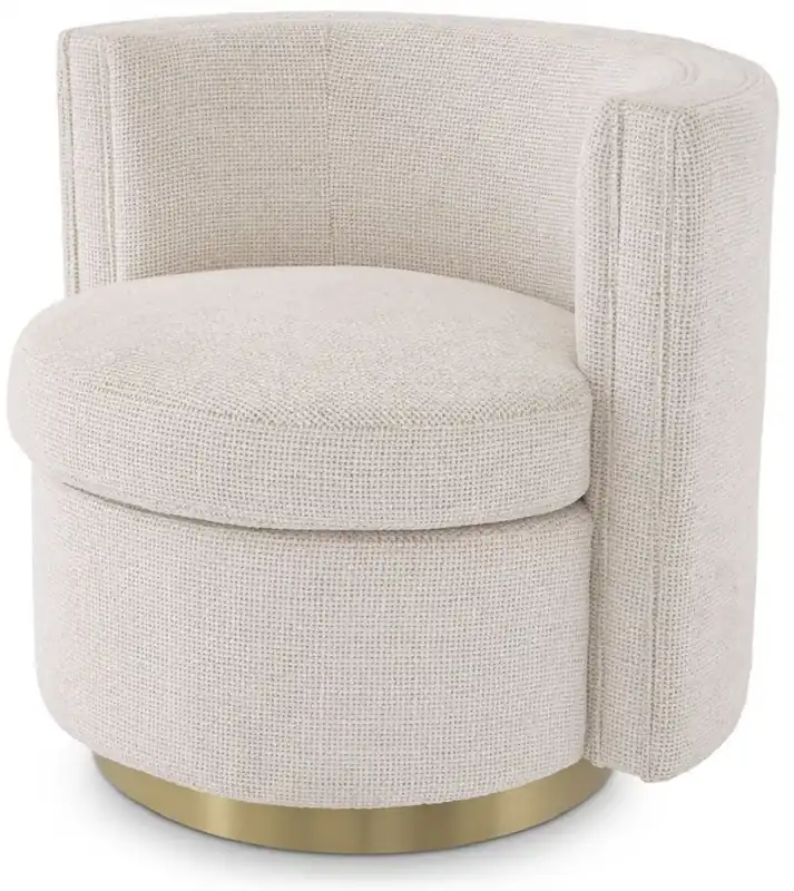 Garantierte Lieferung Casa Padrino fauteuil pivotant de luxe crème / or mat 80 x 73 x H. 71,5 cm - Fauteuil de salon tapissé - Mobilier de salon de luxe