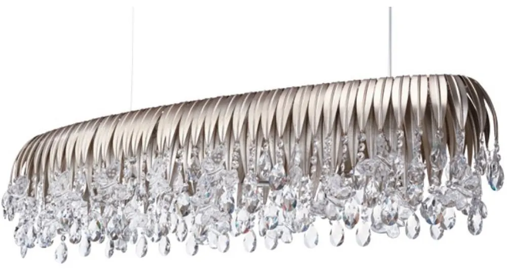 Neu Casa Padrino lustre de luxe argent 120 x 35 x H. 26 cm - Lustre en métal avec verre cristal Swarovski - Qualité de Luxe - Fabriqué en Italie