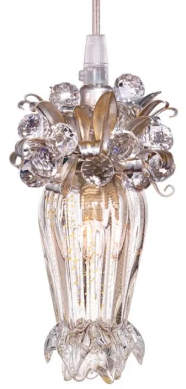 Casa Padrino lustre LED de luxe argent / or Ø 10 x H. 19 cm - Lampadario moderno in vetro con cristalli Swarovski - Qualité de Luxe Must-Have