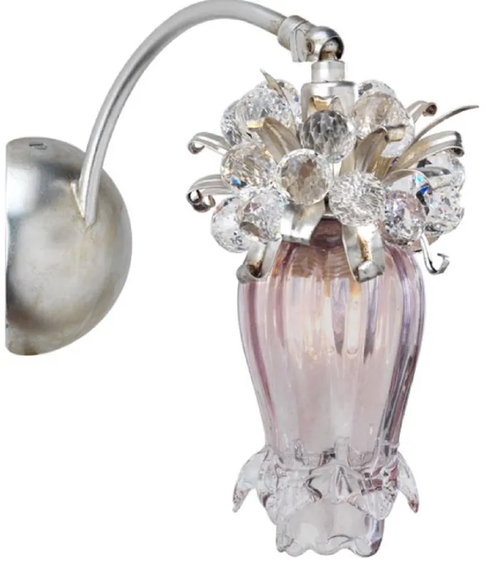 Expressversand Casa Padrino applique murale de luxe avec verre cristal Swarovski argent / or / violet 10 x 21 x H. 20 cm - Applique murale de salon - Applique murale de hôtel - Collection de Luxe