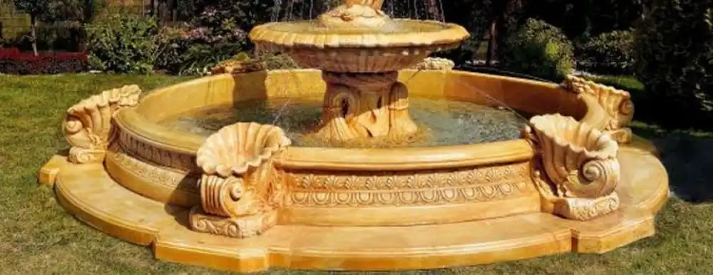 Casa Padrino bordure fontaine baroque beige Ø 445 x H. 58 cm - Bordure fontaine de jardin ronde - Magnifique décoration de jardin de style baroque Sichere Zahlung