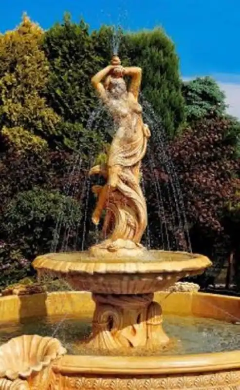 Schneller Versand Casa Padrino fontaine Art Nouveau beige Ø 145 x H. 234 cm - Magnifique fontaine de jardin - Fontaine de décoration de jardin - Accessoires de Décoration de Jardin Baroque & Art Nouveau