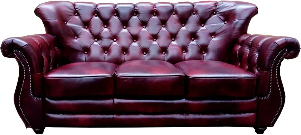 Casa Padrino canapé 3 places Chesterfield de luxe en cuir bordeaux rouge - Canapé de salon en cuir véritable - Meubles de Salon Chesterfield Garantierte Lieferung