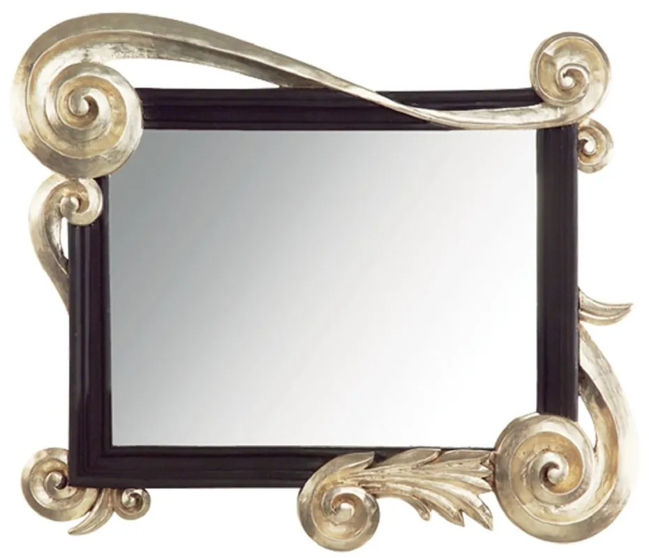 Casa Padrino miroir baroque de luxe argent / noir - Miroir mural en bois massif fait main de style baroque - Mobilier Baroque - Qualité de Luxe - Fabriqué en Italie Billig