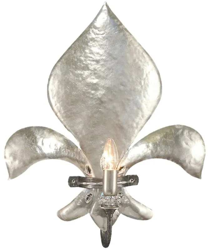 Versand Am Gleichen Tag Casa Padrino applique murale baroque de luxe lys français argent 45 x 13 x H. 55 cm - Elégante applique en métal avec verre cristal Swarovski - Luminaires Baroques