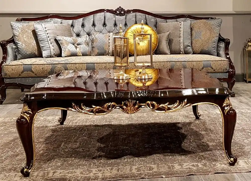 Jetzt Kaufen Casa Padrino table basse baroque de luxe marron foncé - Table de salon en bois massif fait main - Meubles de salon baroques - Noble & Magnifique