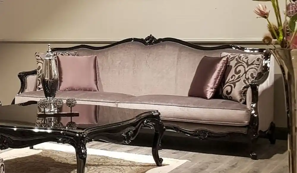 Sichere Zahlung Casa Padrino canapé baroque de luxe rose / noir - Magnifique canapé de salon - Meuble de salon baroque - Qualité de Luxe