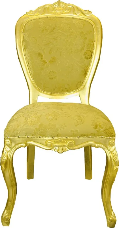 Pompöös by Casa Padrino chaise de salle à manger baroque de luxe motif bouquet or / or - Chaise baroque pompeuse conçue par Harald Glööckler - Mobilier de salle à manger baroque Echt