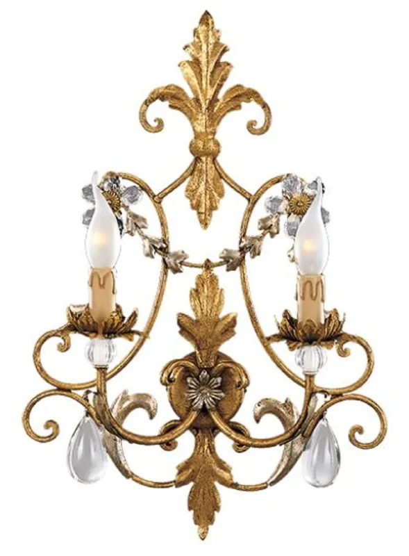 Billig Casa Padrino applique murale de luxe baroque cristal or antique 39 x 15 x H. 55 cm - Élégante applique murale en métal avec verre noble de Bohême - Luminaires Baroques