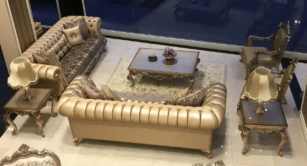 Casa Padrino ensemble de salon baroque de luxe - 2 Canapés & 2 Fauteuils & 1 Table Basse & 2 Tables d'Appoint - Mobilier de salon baroque fait main - Noble & Magnifique Expressversand