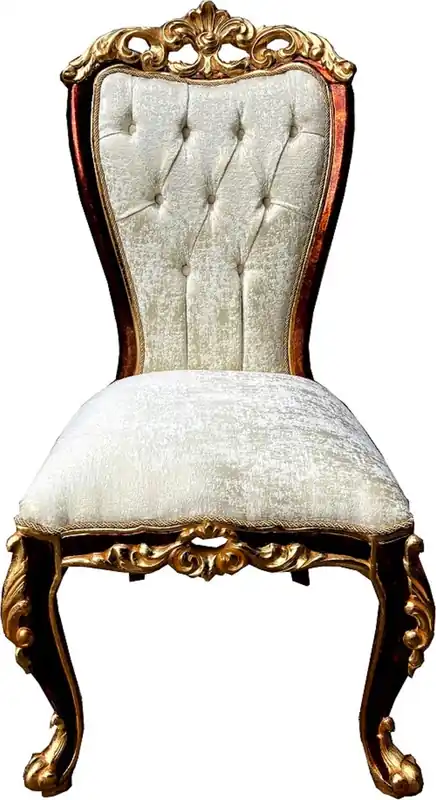 Casa Padrino chaise de salle à manger baroque de luxe crème / marron / or - Magnifique chaise de cuisine en bois massif - Mobilier de salle à manger baroque Beliebt