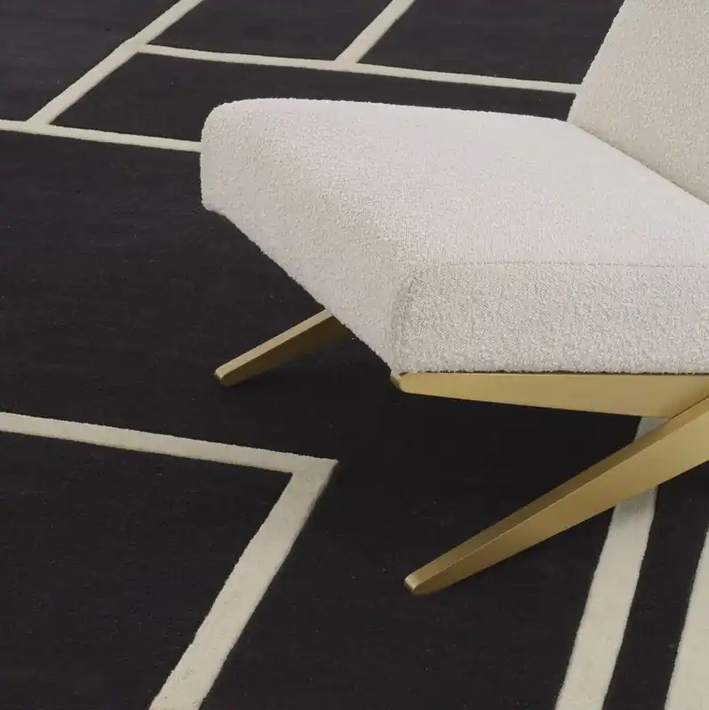 Angebot Casa Padrino tapis de luxe noir / crème 300 x 400 cm - Tapis de salon tufté main 100% laine de Nouvelle Zélande - Qualité de Luxe
